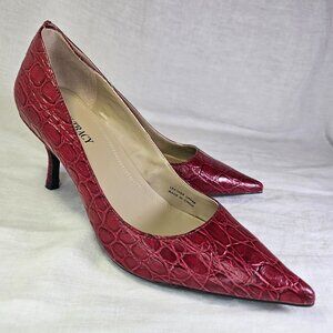 Ellen Tracy Cindy Scarpin 3” Kitten Heel Pumps 8M Alligator Crocodile Reptile